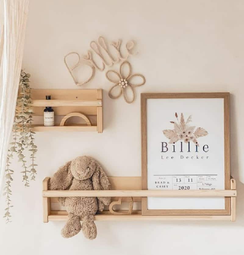 Floating shelves in outlet baby nursery