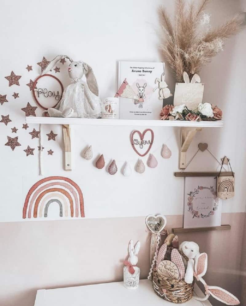 bunny theme baby nursery shelf ideas