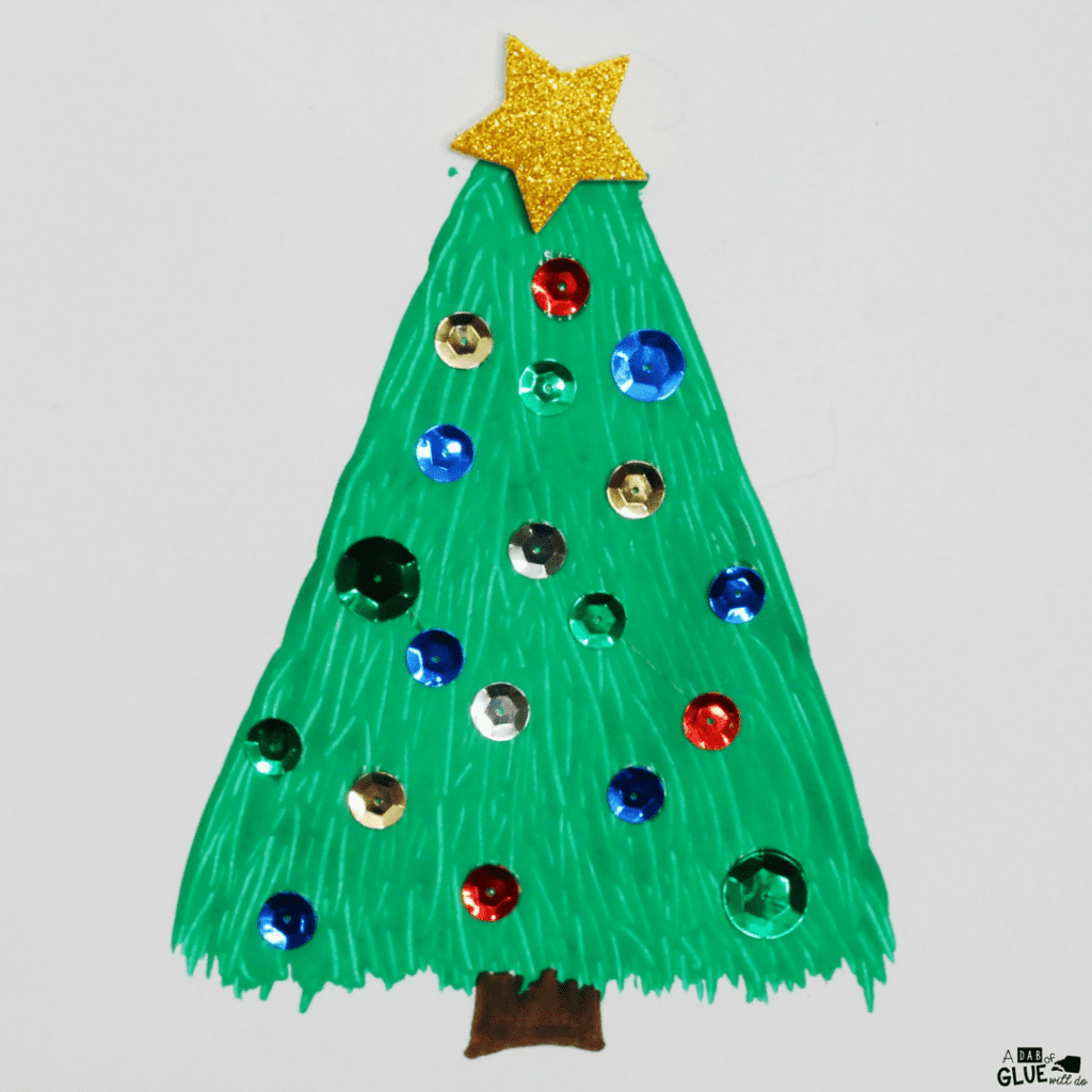 fork painted Christmas tree art