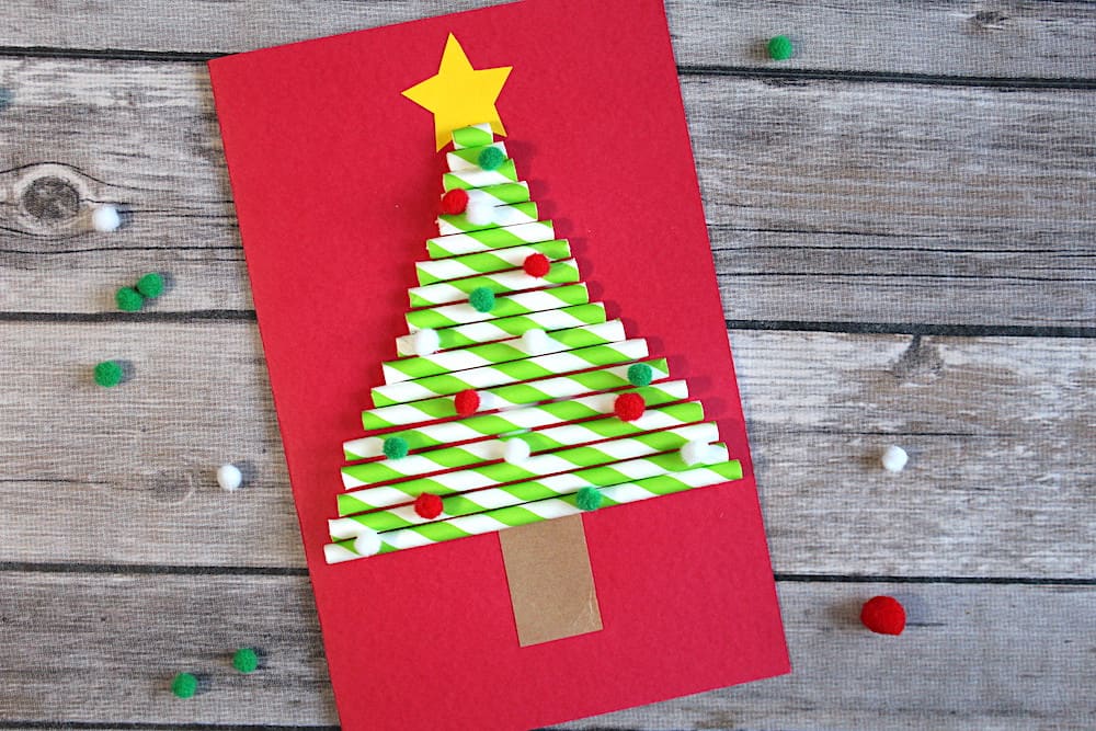 paper straw Christmas art craft for kids