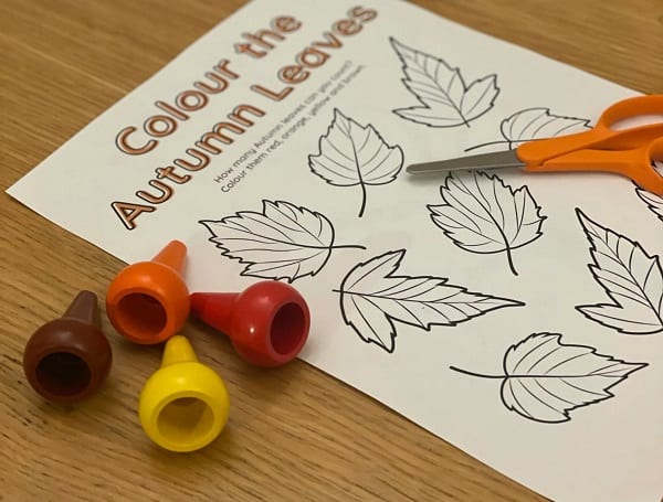 printable autumn coloring page for 2 year olds