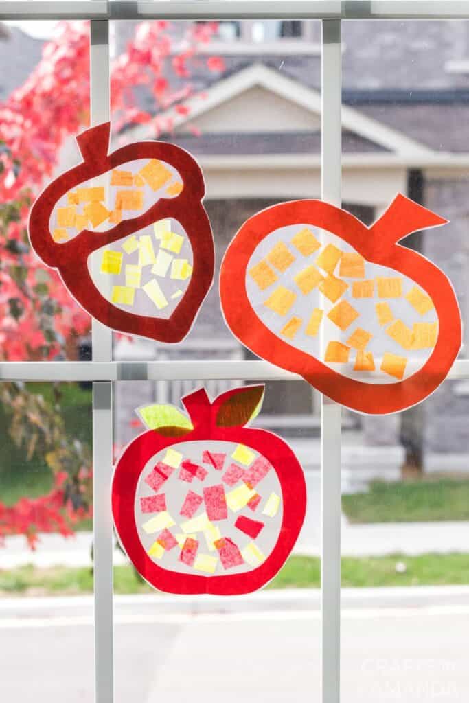 suncatcher easy fall craft for 2 year olds