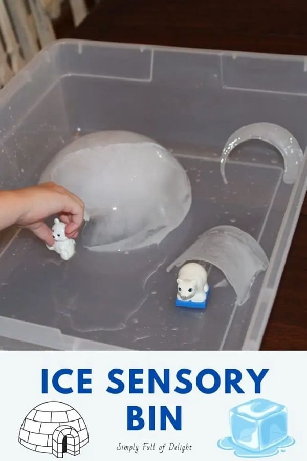 ice sensory bin for toddlers and 18 month old