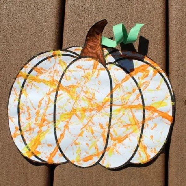 pumpkin marble painting for 3 year olds