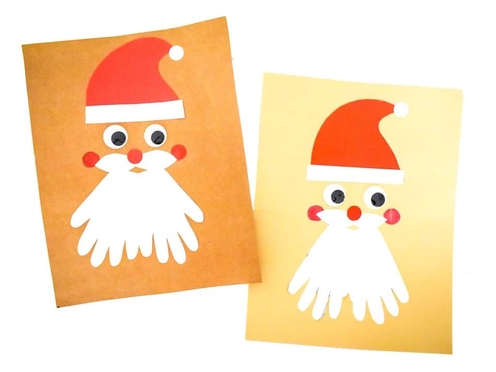 handprint santa card craft for toddlers