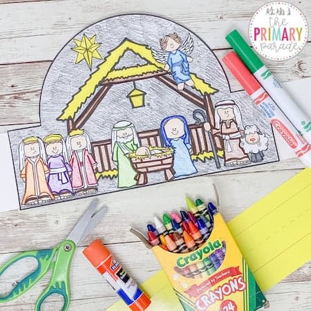 fun coloring nativity hat for toddlers