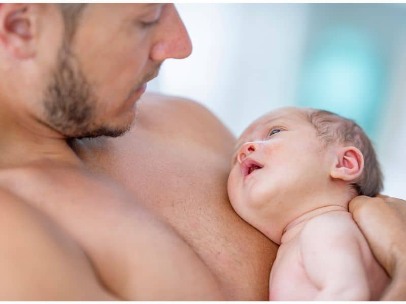 skin to skin contact helps when its the first night home with baby scared to sleep