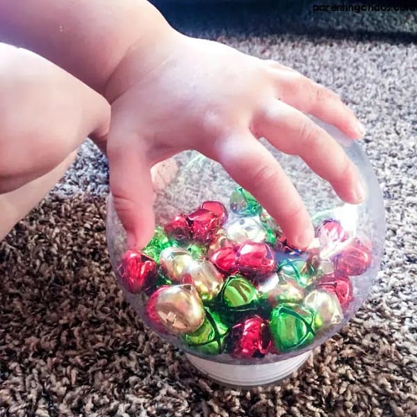 magnetic sensory bottle using Christmas bells