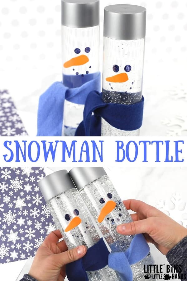 snowman themed sensory bottles for babies and toddlers