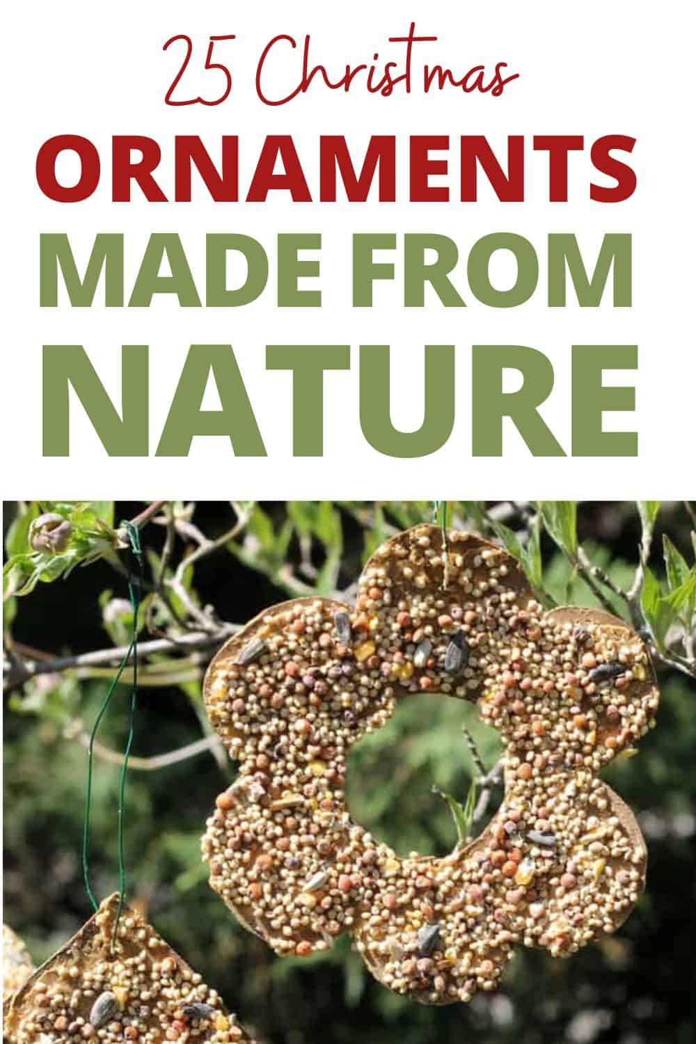 25 Easy Christmas ornaments made from nature or nature-inspired, perfect for kids to make