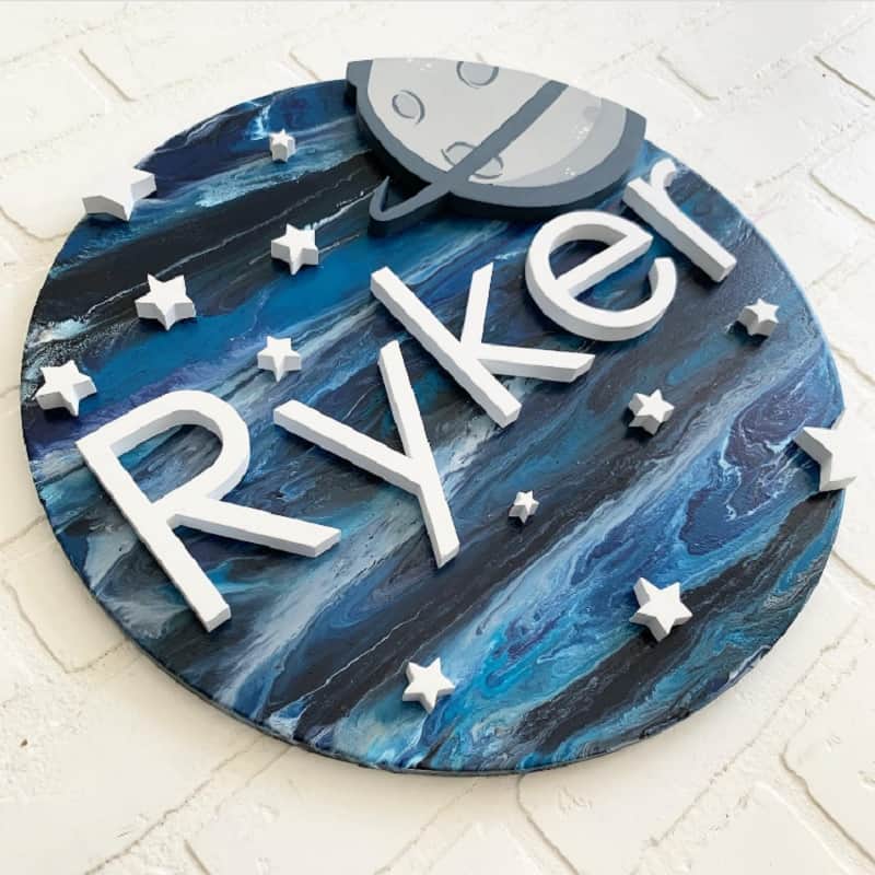 Custom Made outer Space-Themed Nursery Name Sign