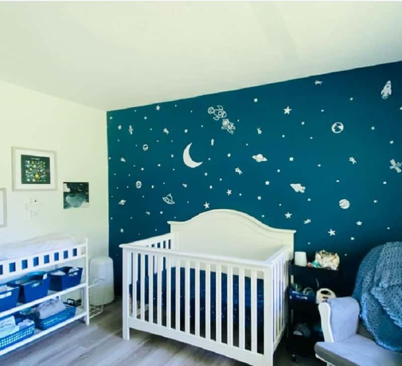 outer space themed nursery ideas for a feature wall