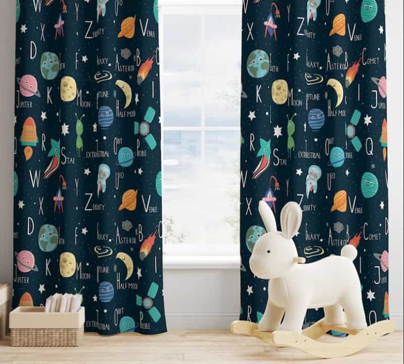outer space themed curtains for some nursery ideas