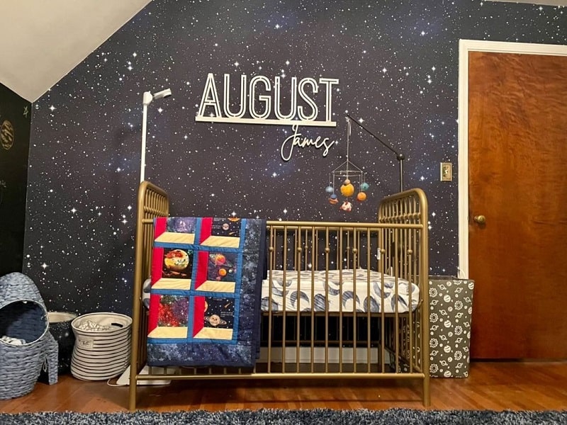 outer space galaxy theme nursery room