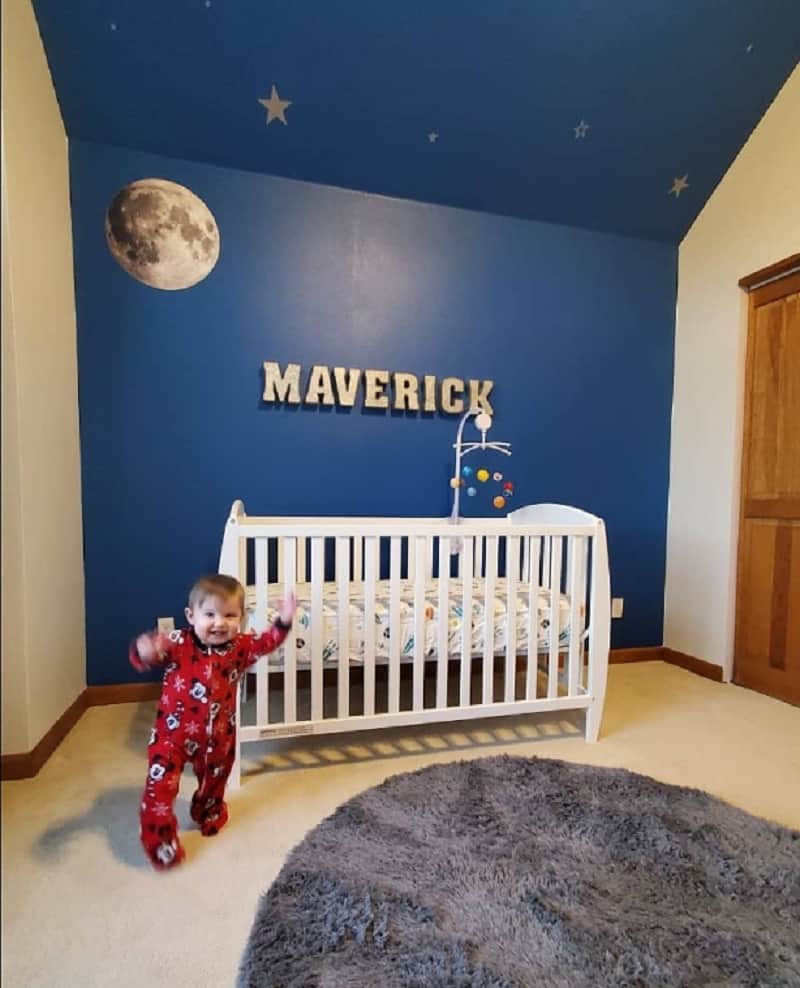 simple sky and space nursery wall