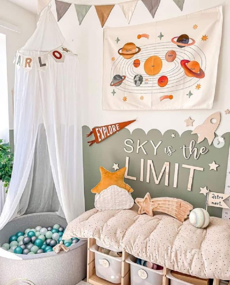 Baby girl store space themed nursery