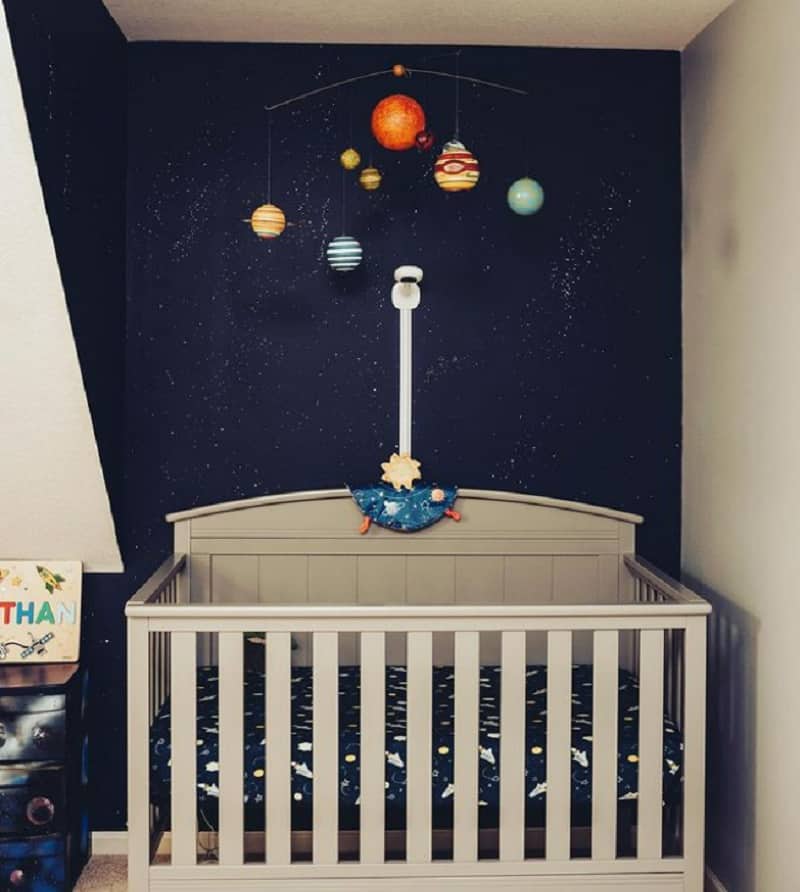 hand painted starry outer space wall