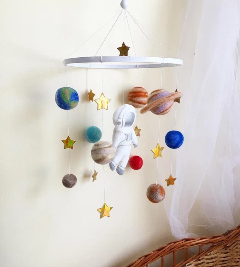 planet crib mobile for the space baby room