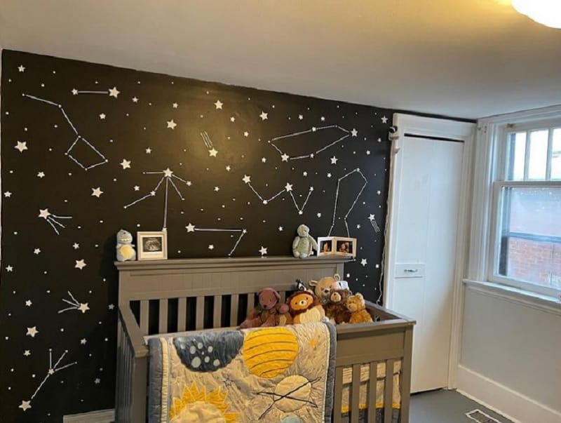 constellation accent wall nursery room