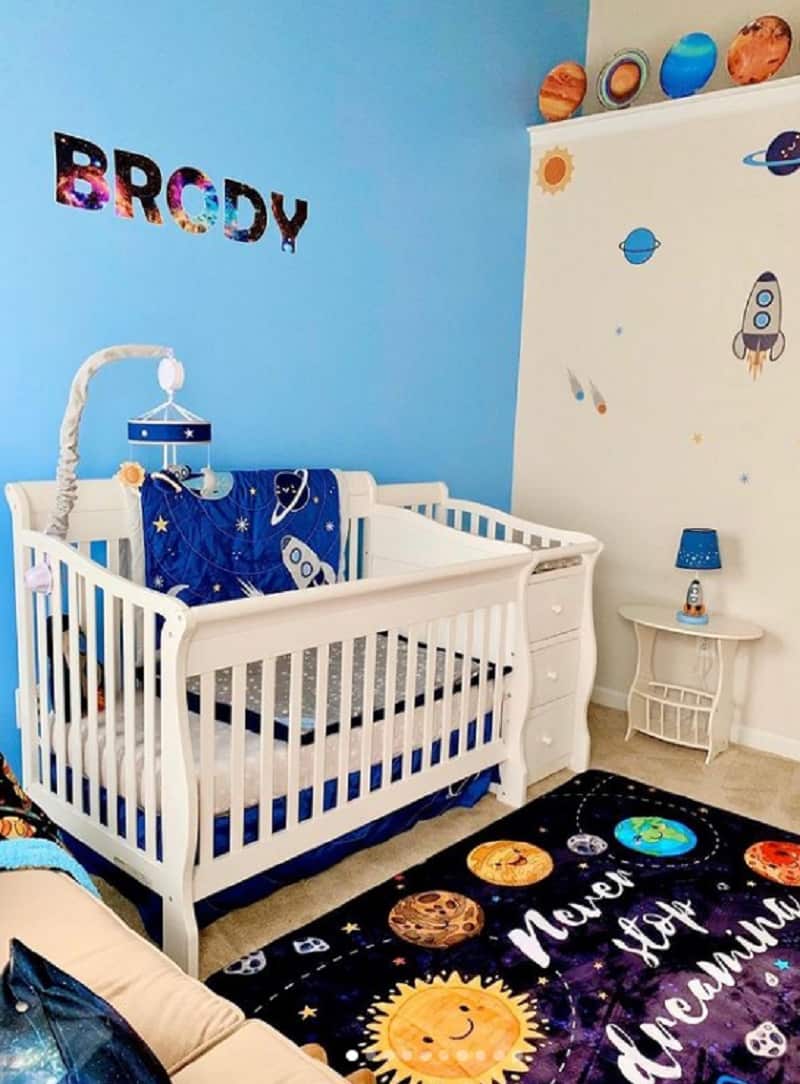 space themed nursery boy with full space decors