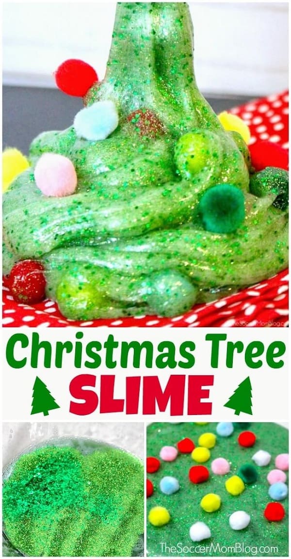 Christmas tree slime sensory activity for toddlers
