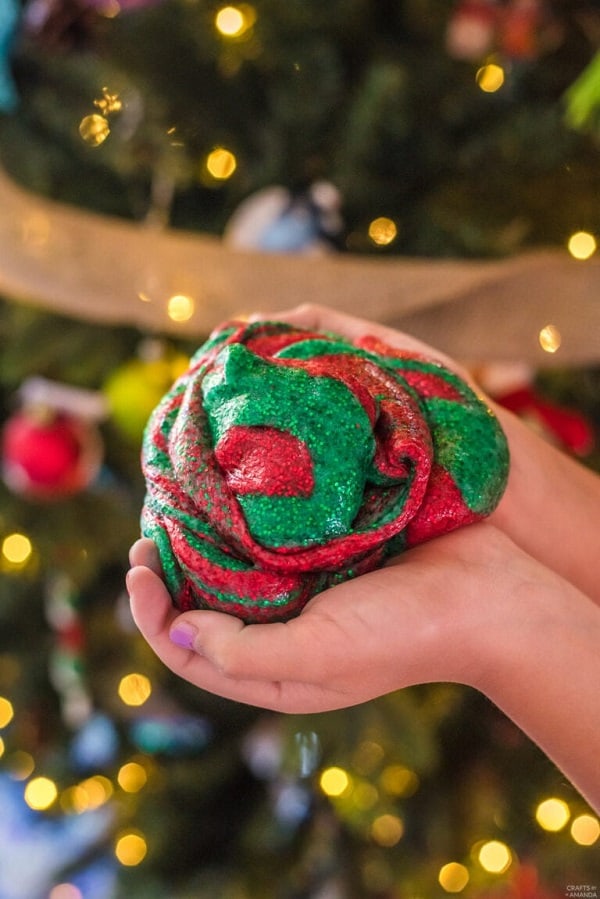 Christmas sensory slime activity for preschoolers