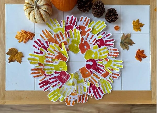 handprint leaf wreath a fun fall crafts for infants