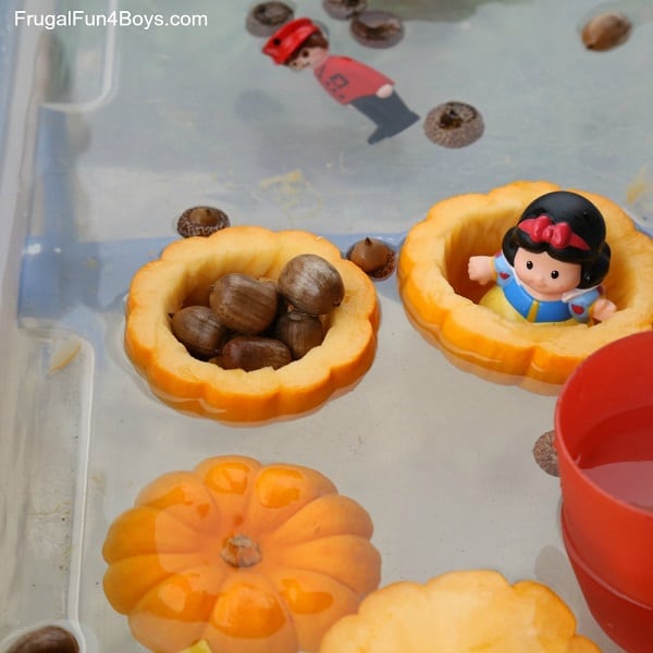 water play with these pumpkin boat activity for infants