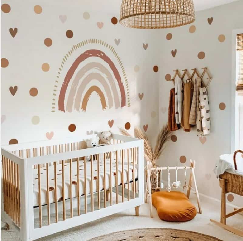 Boho rainbow nursery idea wallpaper