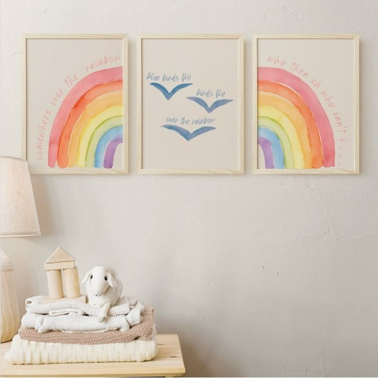 Rainbow nursery wall canvas prints