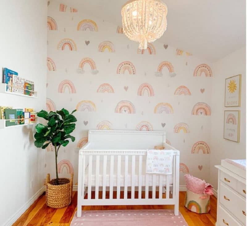 Rainbow themed baby store nursery