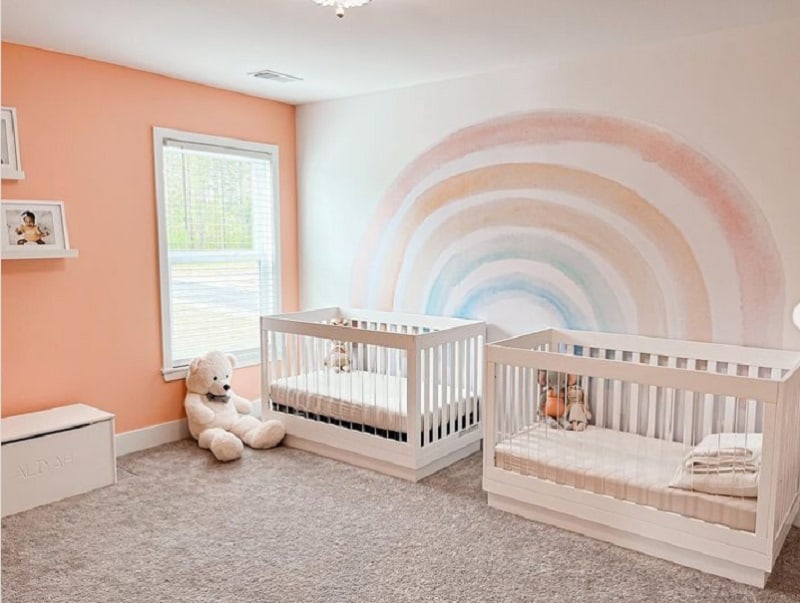 paste colored rainbow wall for twins