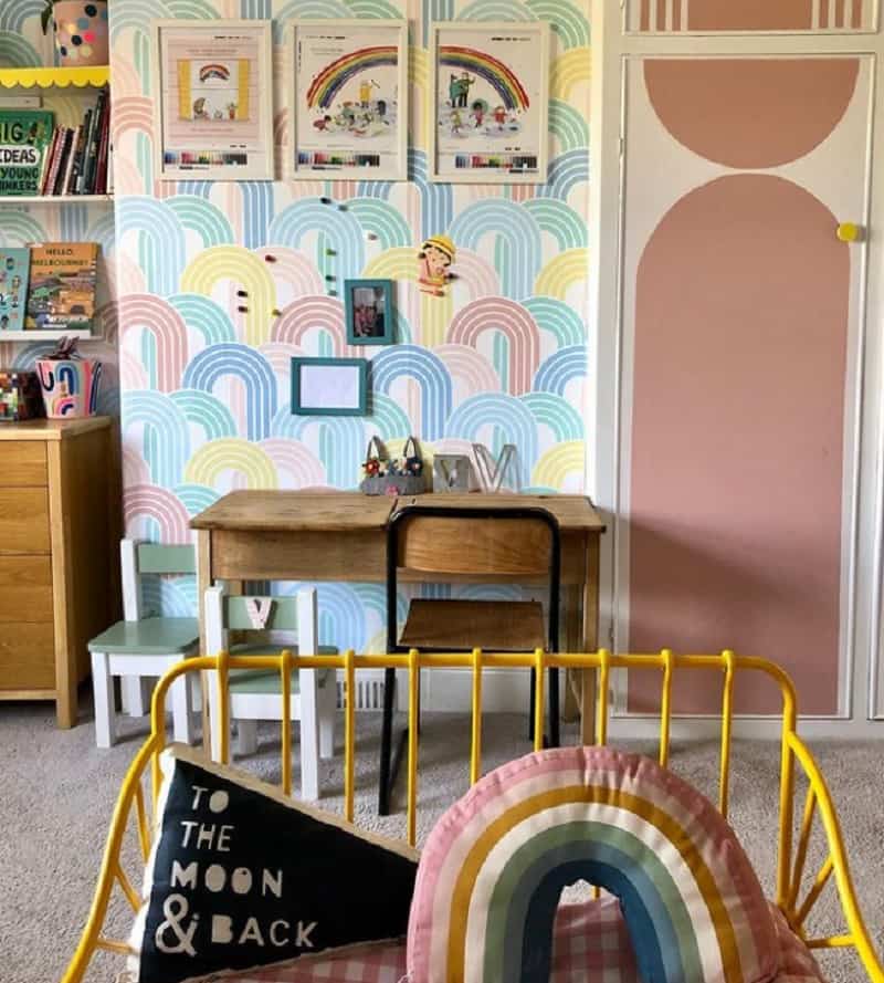 Eclectic rainbow nursery idea for girls