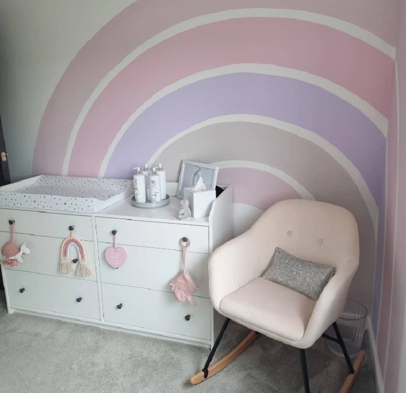 pink and purple rainbow nursery wall