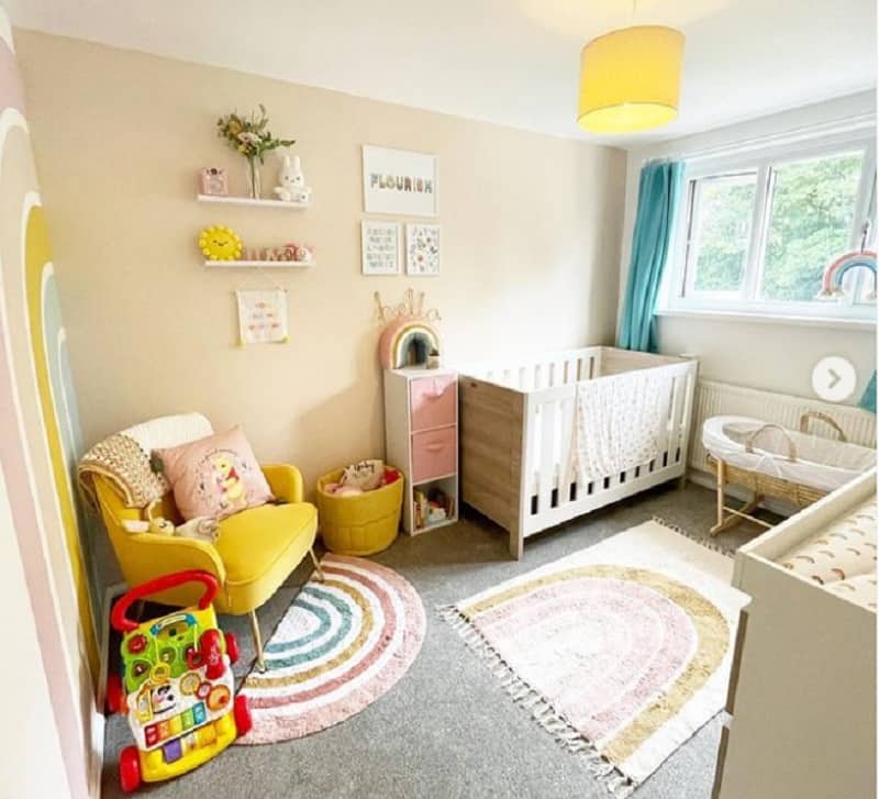 brightly colored rainbow nursery ideas for girls