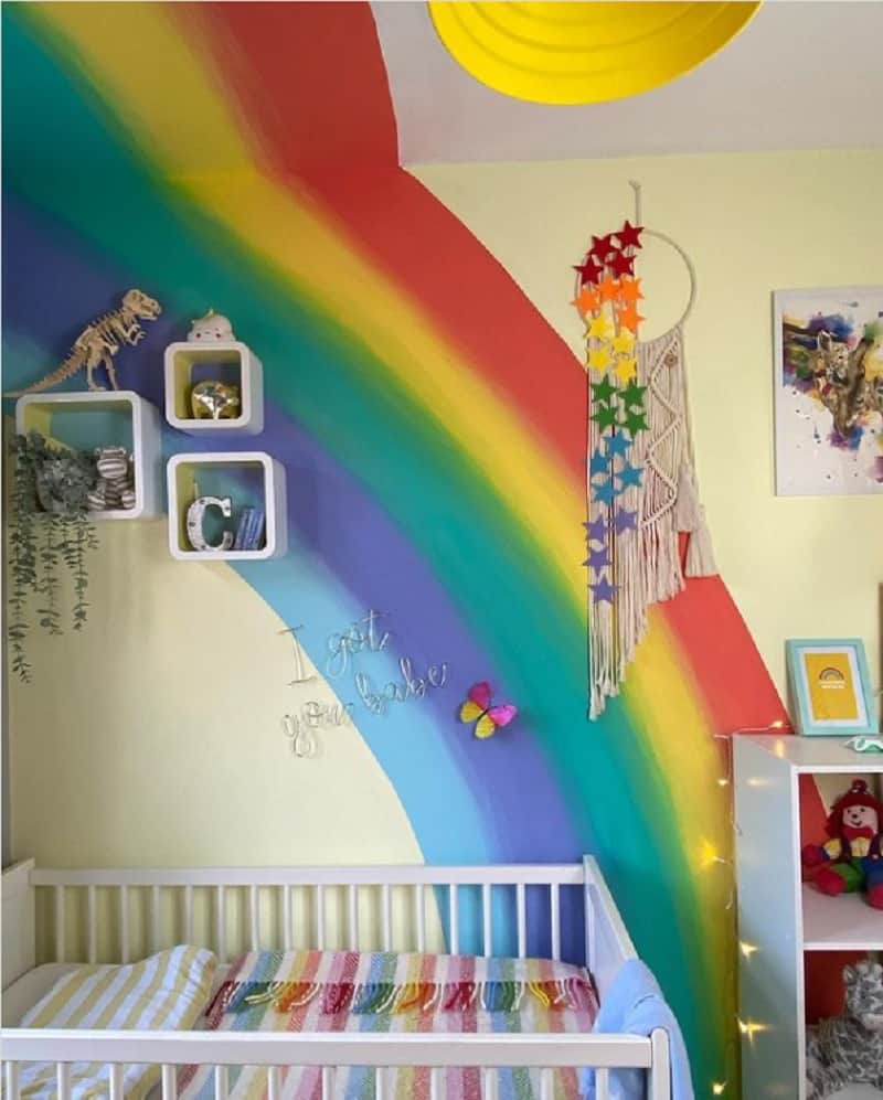 A colorful rainbow baby room for boys