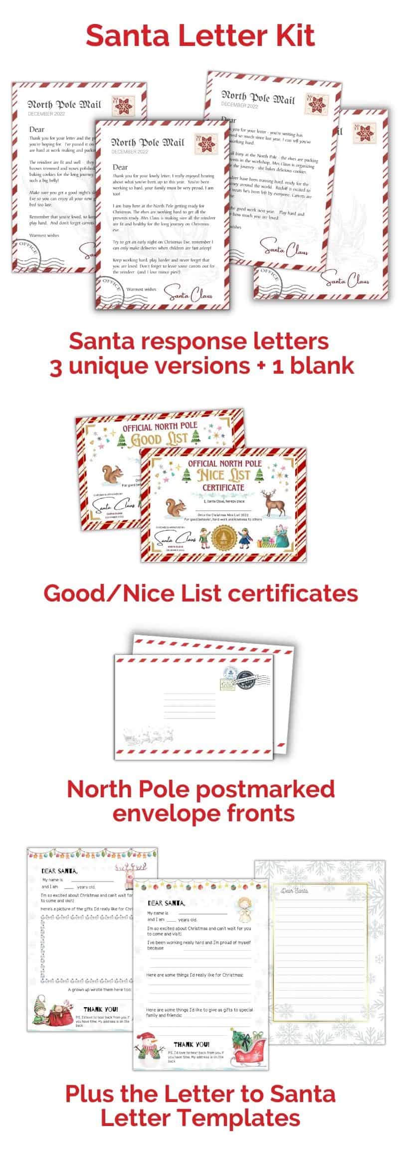 santa letter kit with letters to santa templates and mailing address details included
