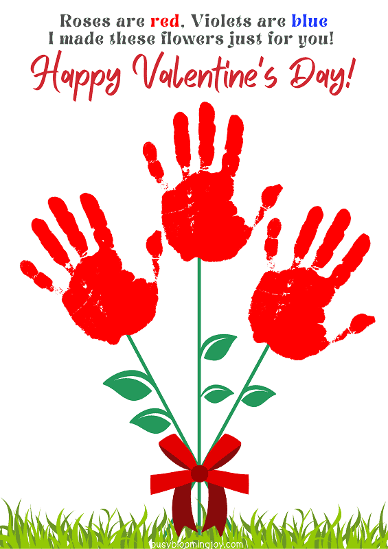 bouquet of flowers Toddler handprint art ideas for Valentines