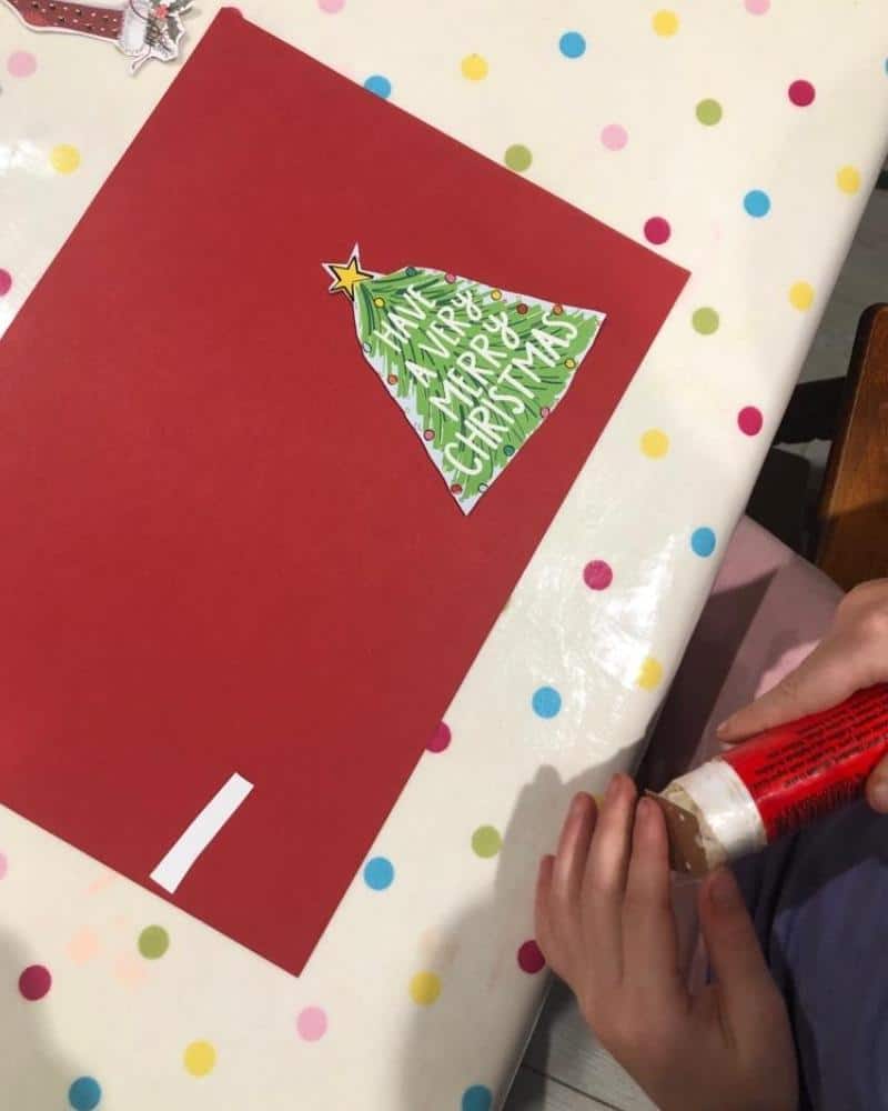 cut and stick to make your recycled christmas card craft