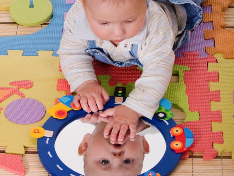 mirror sensory play for babies up to 1 year olds