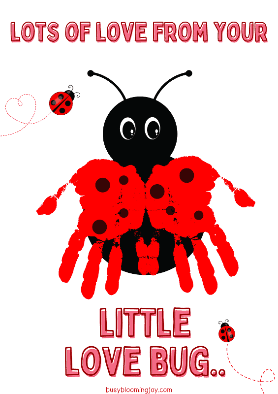 ladybug toddler handprint art for Valentine's day