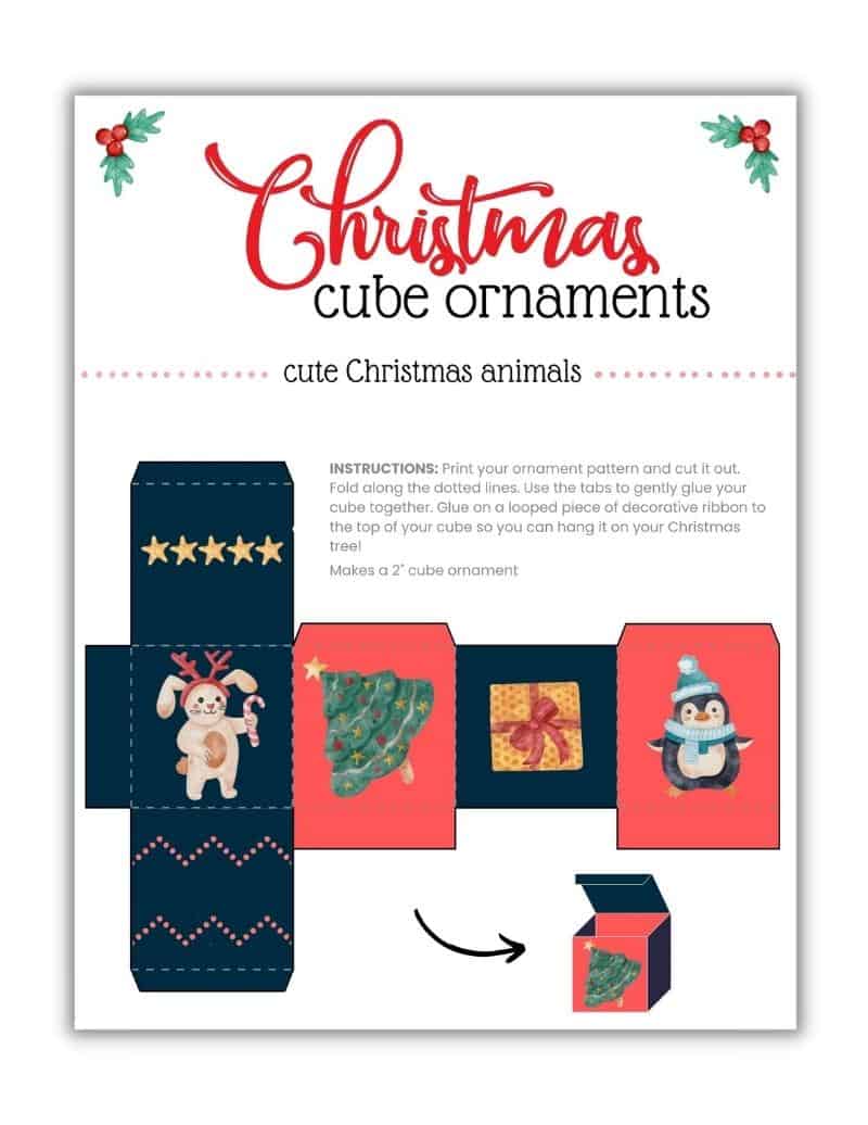 Simple FREE Printable 3D Paper Christmas Ornaments