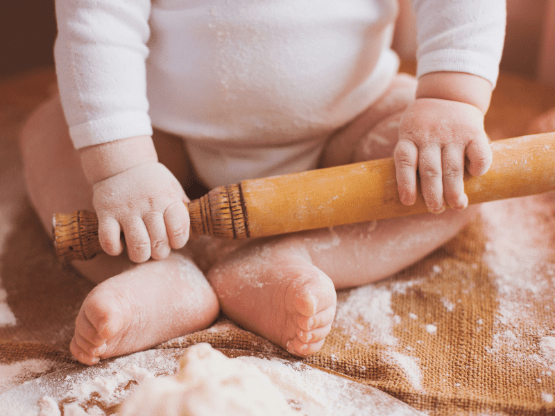 Rolling Pin Play to explore different textures and sounds