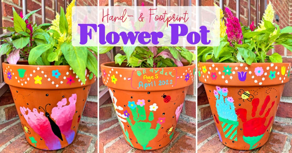 flower pot Toddler handprint art ideas for Valentines