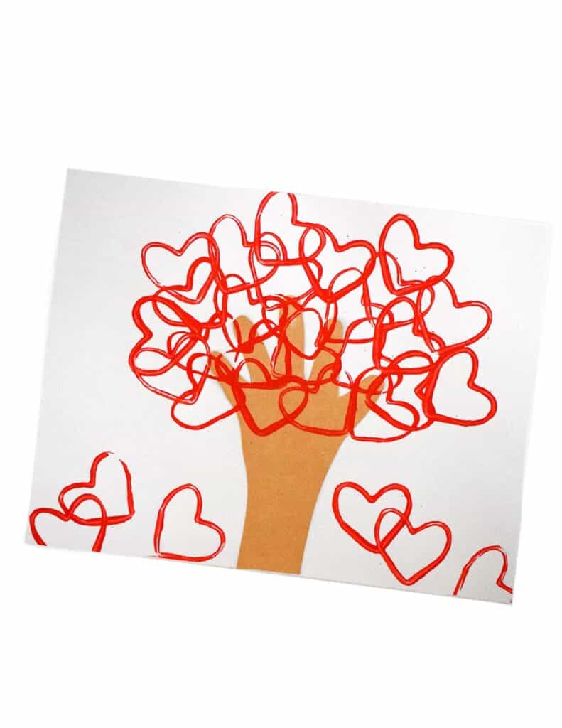 handprint tree hearts for toddlers to make this Valentine's