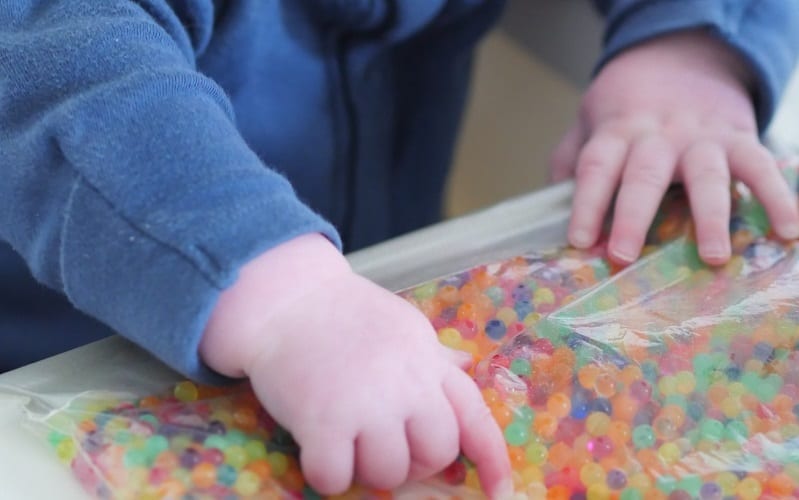 water bead sensory bag for babies 12 months old at home