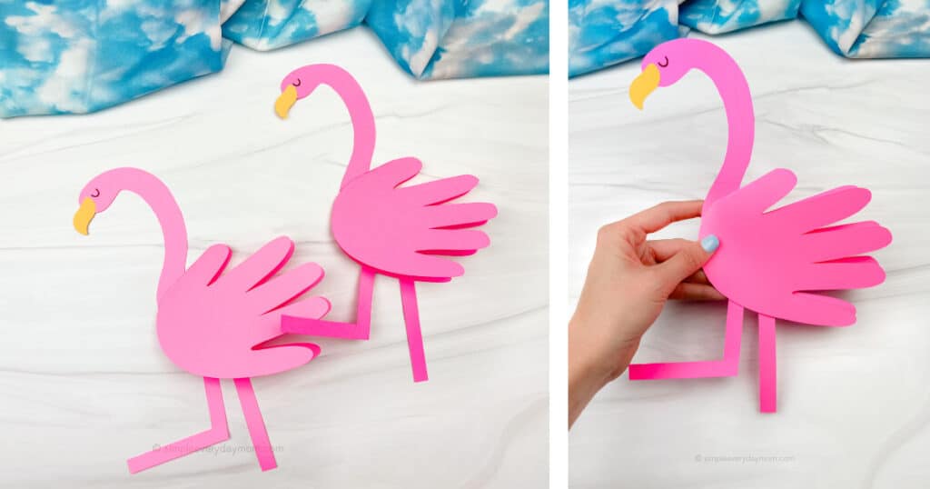 flamingo baby handprint birthday card ideas