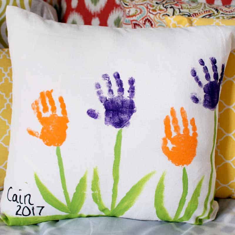 handprint pillow Valentine's art idea for kids to make