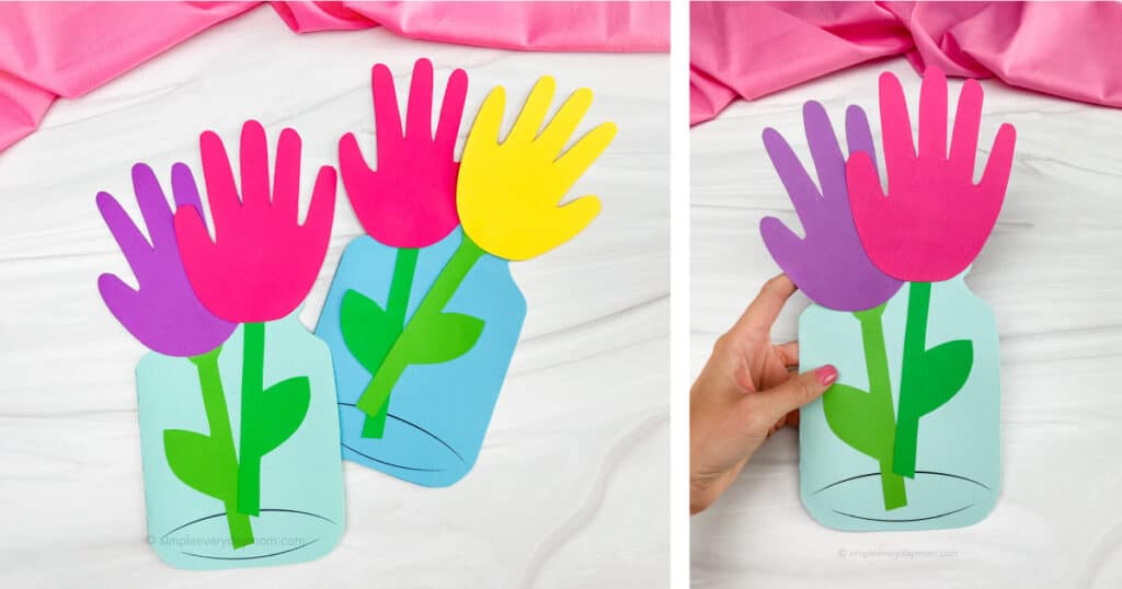 flower in a jar Handprint art for toddlers