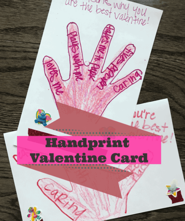 Toddler Valentines handprint card idea for kids to make